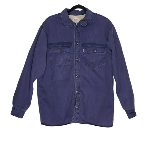 Levi's Fleece Sherpa Shacket Jacket Shirt White Tab Blue Vintage Size M